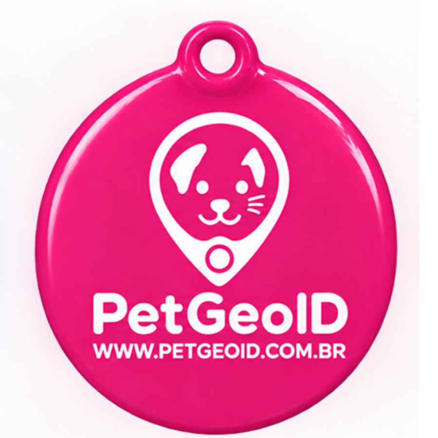 Tag Pet GeoID rosa 2,5 cm com logo branca